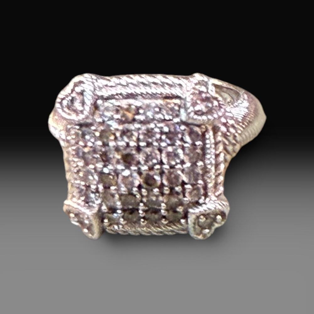 Judith Ripka Signed Sterling Silver & CZ Cocktail Ring